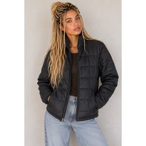 Eddie Bauer Goose Down Puffer Jacket Womens XS Black Packable Gorpcore Coat